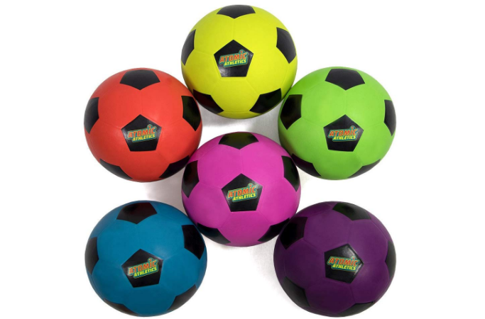 K-Roo Sports Atomic Athletics 6 Pack of Neon Rubber Playground Soccer Balls