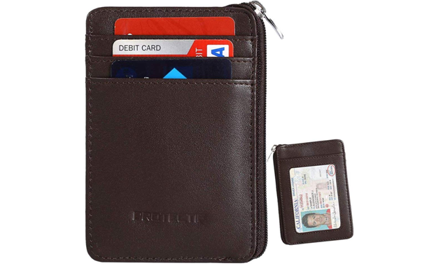 Rfid Blocking Secure Mini Wallet & RFID Sleeve Genuine Leather Front Pocket Wallet