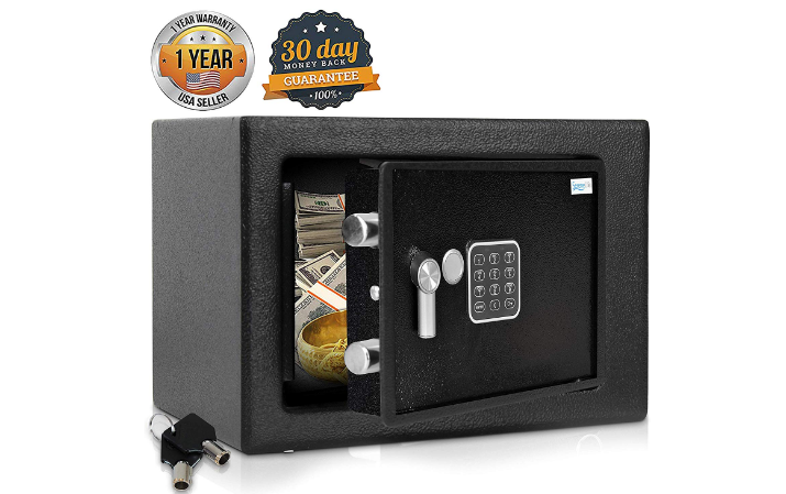 Home Security Electronic Lock Box - Safe with Mechanical Override, Digital Combination Lock Safe