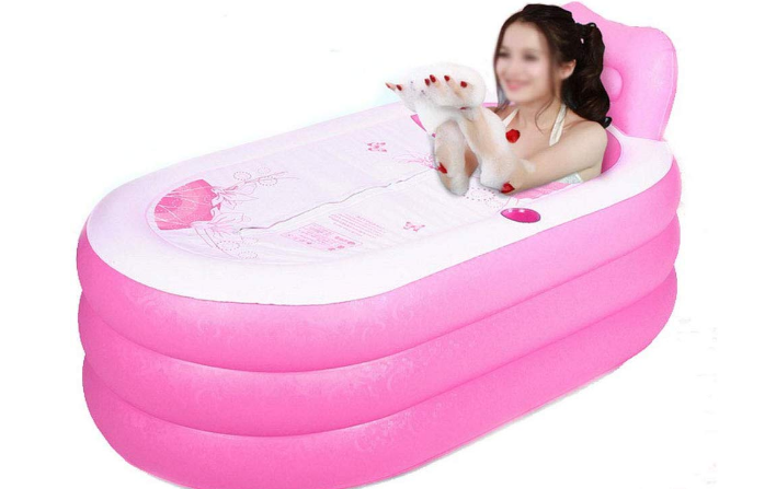 Portable Foldable Adult SPA Inflatable Bathtub Free Standing Bath Tub with Electric Air Pump (Pink)
