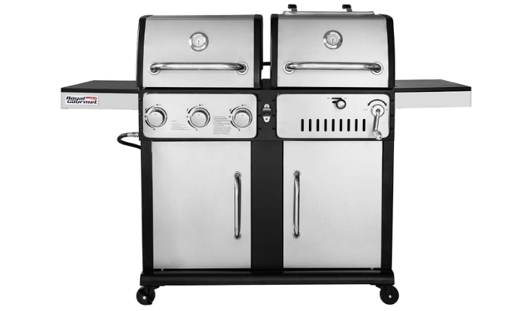 Royal Gourmet ZH3003S 3-Burner Gas and Charcoal Grill, Combo, 27000-BTU, Stainless Steel