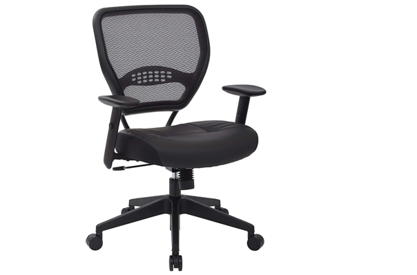 SPACE Seating Professional AirGrid Dark Back and Padded Black Eco Leather Seat
