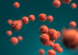 Coronavirus illustration of a virus on a turquoise background 3d render